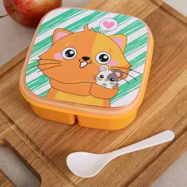 Ланч - бокс квадратный с секциями и ложкой