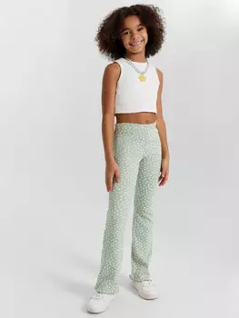 Леггинсы для девочек зеленые в горошек