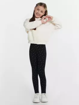 Легинсы для девочек черные с сердечками