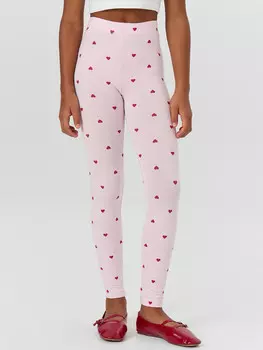 Легинсы для девочек розовые с принтом