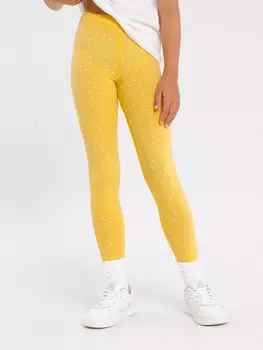 Легинсы для девочек в желтом цвете в горошек