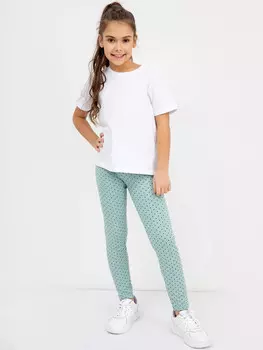 Легинсы мятного цвета в горошек для девочек