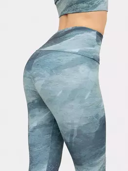 Легинсы женские голубые с оригинальным принтом