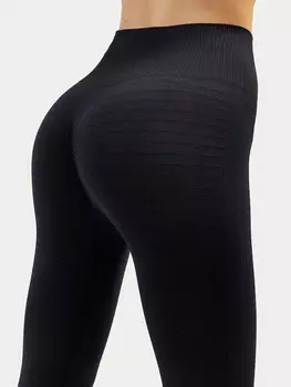 Легинсы женские спортивные с высокой талией в черном цвете