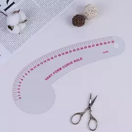 Лекало портновское метрическое фигурное, 30,5 × 11,5 см, толщина 0,5 мм, цвет прозрачный