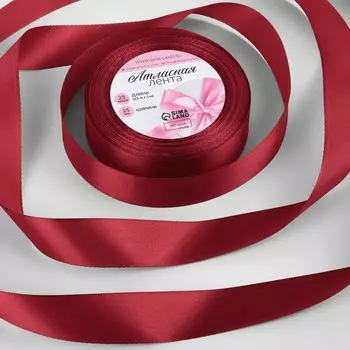 Лента атласная, 25 мм 23 ± 1 м, цвет бордовый №48