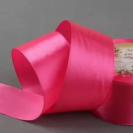 Лента атласная, 40 мм × 23 ± 1 м, цвет ярко-розовый №89