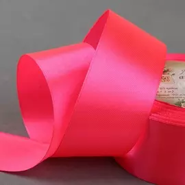 Лента атласная, 40 мм × 23 ± 1 м, цвет неоновый розовый №14