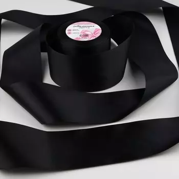 Лента атласная, 75 мм 23 ± 1 м, цвет черный №39