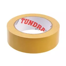 Лента двусторонняя тундра, клейкая, полипропиленовая, белая основа, 90 мкм, 36 мм 25 м