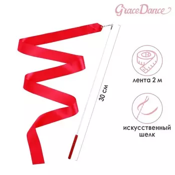 Лента гимнастическая с палочкой grace dance, 2 м, цвет фуксия