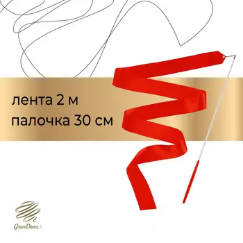 Лента гимнастическая с палочкой grace dance, 2 м, цвет красный
