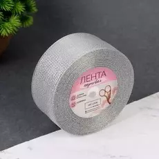 Лента парчовая, 40 мм, 23±1 м, цвет серебряный