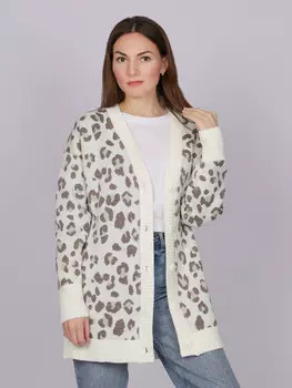 Леопардовый кардиган на пуговицах удлинённый