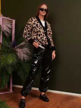 Леопардовый кардиган на пуговицах удлинённый