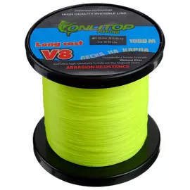 Леска v8 на карпа, d=0,35 мм, 1000 м, 15,85 кг, цвет жёлтый