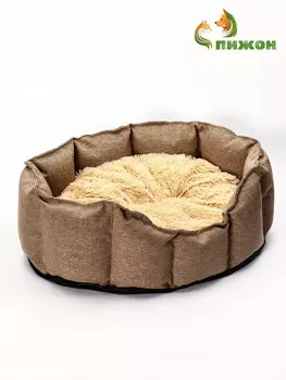 Лежанка для кошек и собак, рогожка, искусственный мех, 655020 см