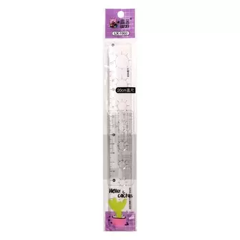 Линейка 20 см, с трафаретами