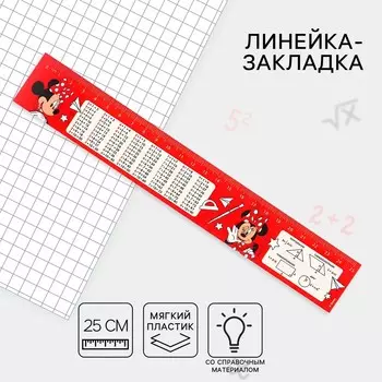 Линейка-закладка пластиковая 25 см,