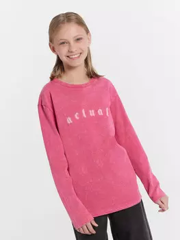 Лонгслив для девочек розовый с обработкой эйсид