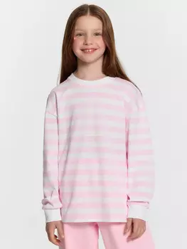 Лонгслив для девочек розовый в полоску