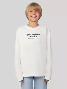 Лонгслив для мальчиков кремовый с надписью