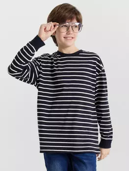 Лонгслив для мальчиков синий в полоску