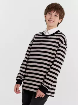 Лонгслив для мальчиков в черно-молочную полоску