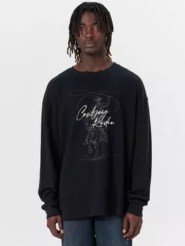 Лонгслив мужской черный с надписью