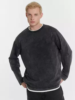 Лонгслив мужской черный с обработкой эйсид