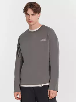 Лонгслив мужской в цвете хаки с печатью