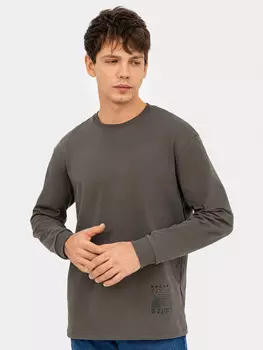 Лонгслив мужской в кофейном цвете с печатью