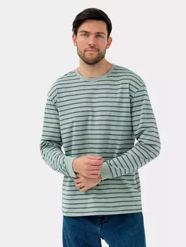 Лонгслив мужской в серо-зеленую полоску