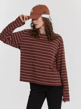 Лонгслив женский коричневый в полоску