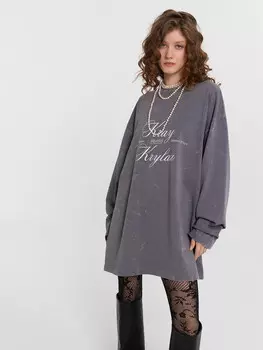 Лонгслив женский оверсайз удлиненный серый из коллекции «zakaзnik el’nya / заказник ельня»