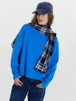 Лонгслив женский синий оверсайз