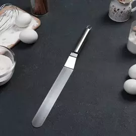 Кондитерская лопатка - палетка изогнутая доляна, 36.53 см, рабочая часть 24.5 см, серебристая