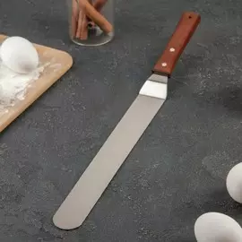 Кондитерская лопатка - палетка, изогнутая, 41 см, рабочая часть 29.5 см, коричневая