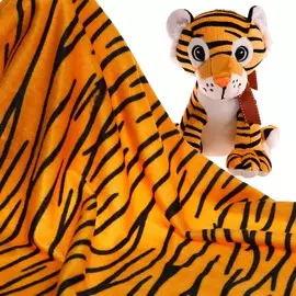 Лоскут для рукоделия, 53 53 см, мех тигровый яркий на трикотажной основе