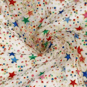 Лоскут органза, звезды и горох, 100*150см
