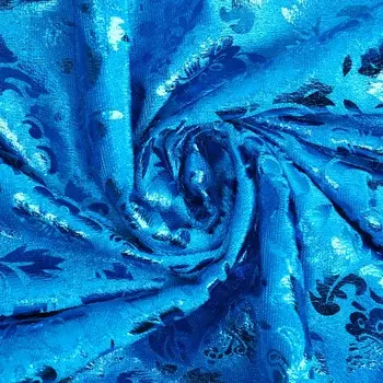 Лоскут плюш с блестящим узором, цвет голубой, 100*150см