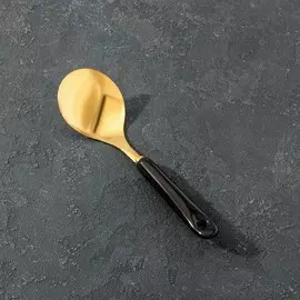 Ложка гарнирная base, 26×17,8×4 см, цвет металла золотой, цвет ручки чёрный