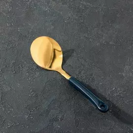 Ложка гарнирная из нержавеющей стали base, 26×17,8×4 см, цвет металла золотой, цвет ручки синий