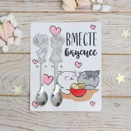 Ложка на открытке парные