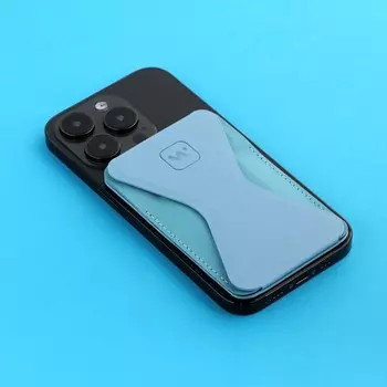 Магнитный кошелек-подставка windigo, поддержка magsafe, для iphone 12/13/14/15, небесный голубой