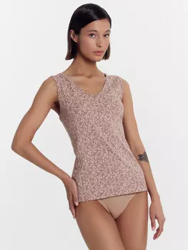 Майка женская розово-кофейная с веточками