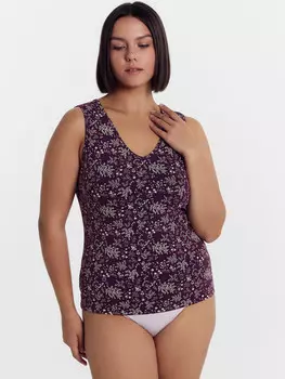 Майка женская сливовая в цветочки