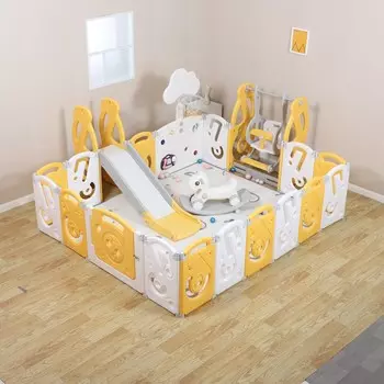 Манеж SUPREME Music 200x240 Yellow с качелями