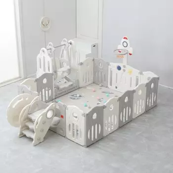 Манеж SUPREME Space 200x200 Grey с качелями