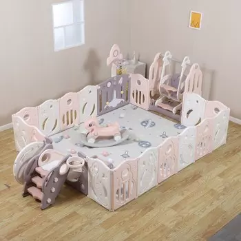 Манеж SUPREME Space 200x240 Rose с качелями